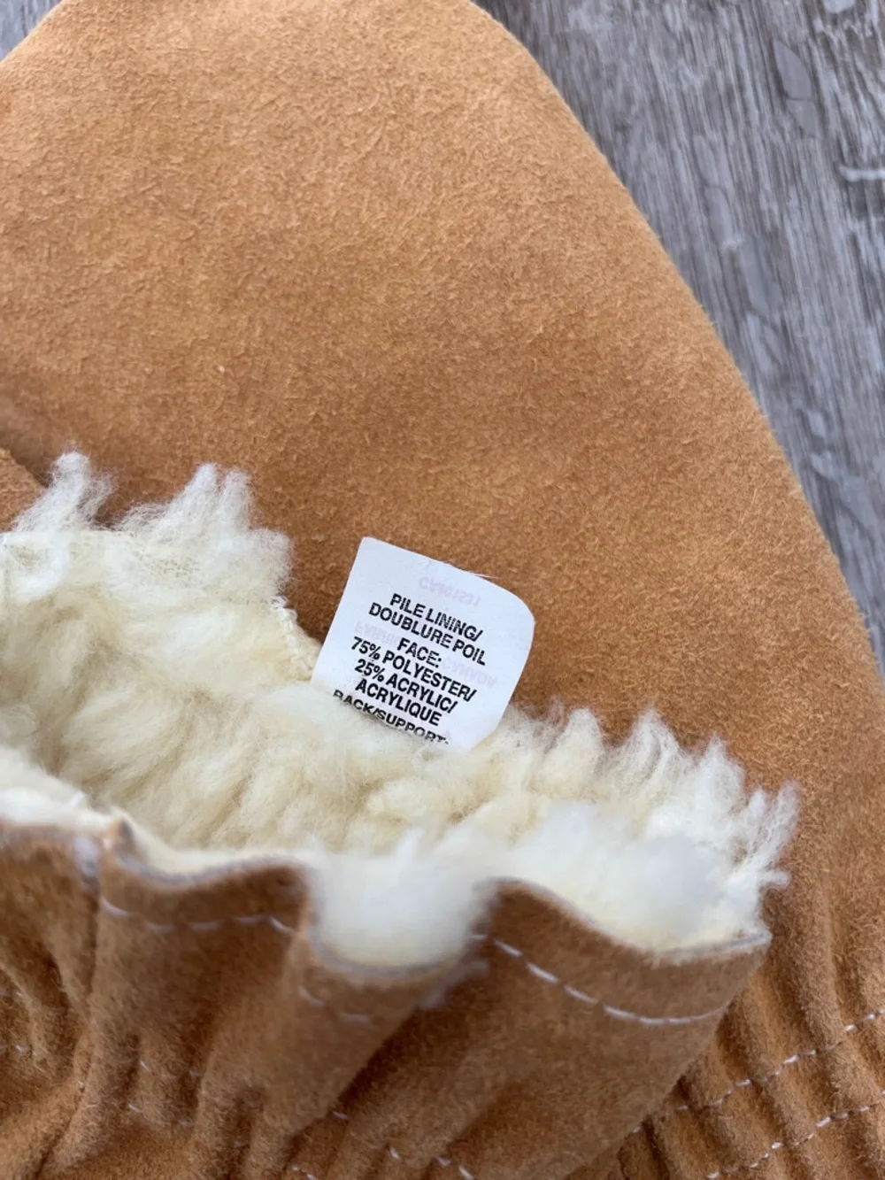 Women's Shearling-Lined Faux Suede Mittens in Camel